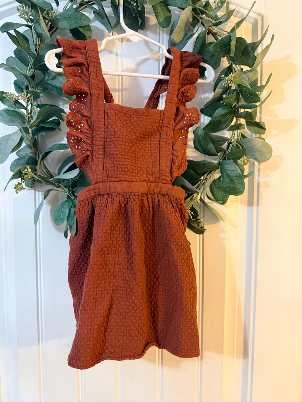 💫2/$25 • Zara Baby Textured Eyelet Ruffled Pinafore Dress
